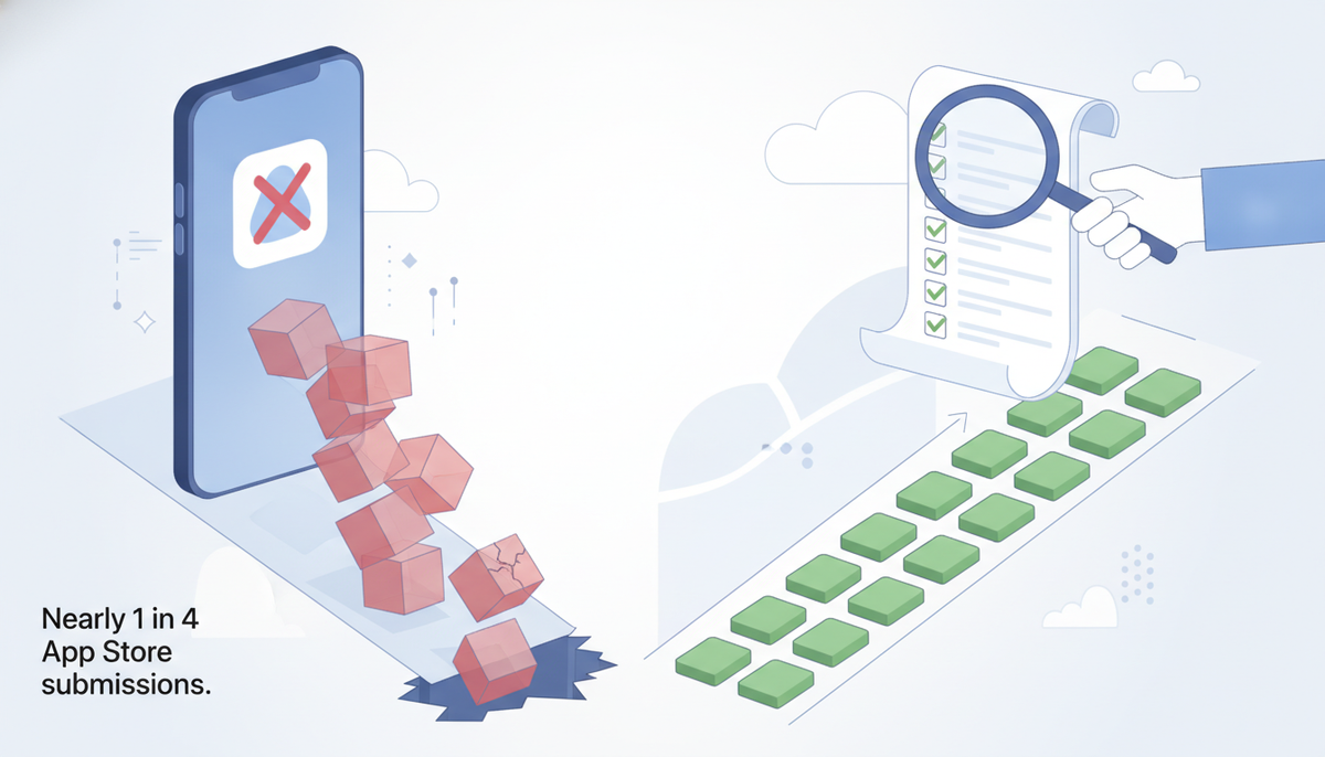 Key takeaway: Nearly 1 in 4 App Store submissions gets rejected — most for problems a checklist would catch.